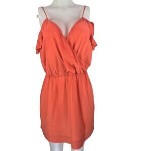 Joie Coral Silk Cold Shoulder Mini Dress M